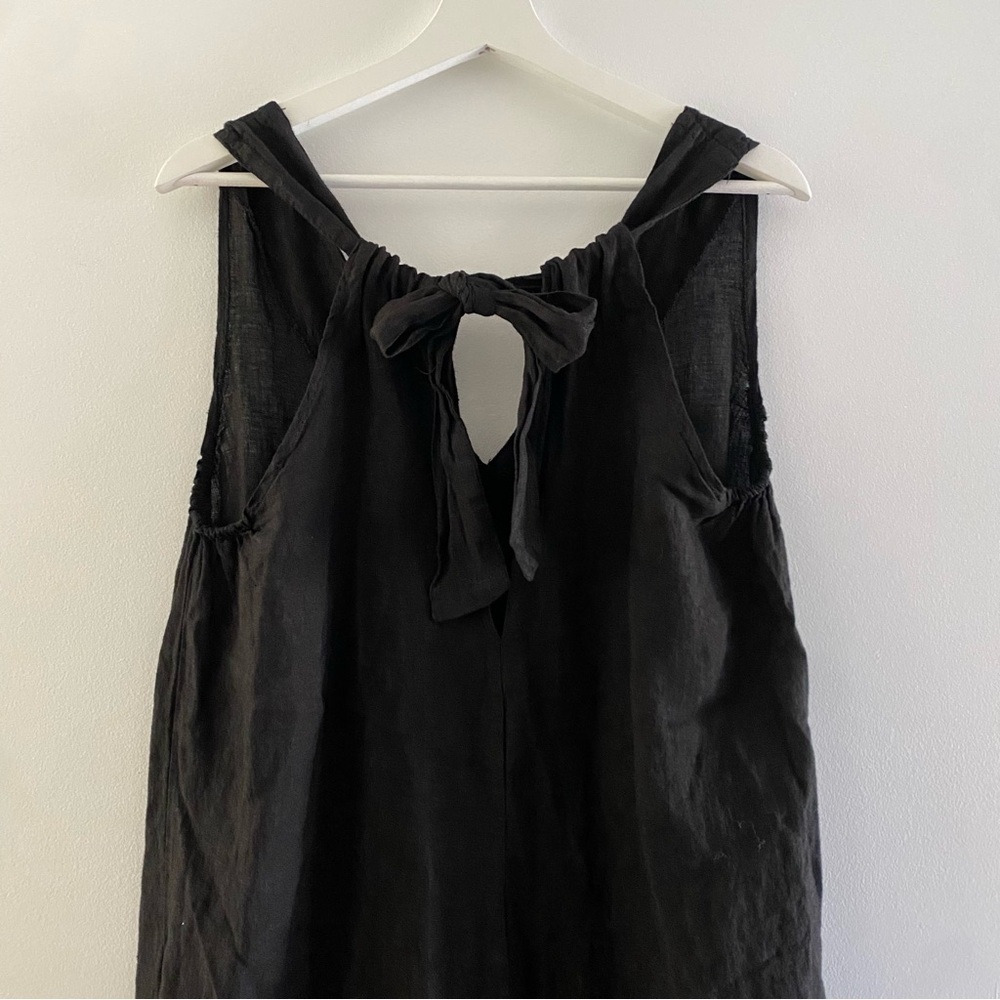 MILIO MILANO Italian Linen Tie Back Jumpsuit Romper Black Women’s Size Large - Picture 10 of 13